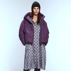 Zara Water Repellant Hooded Puffer Jacket